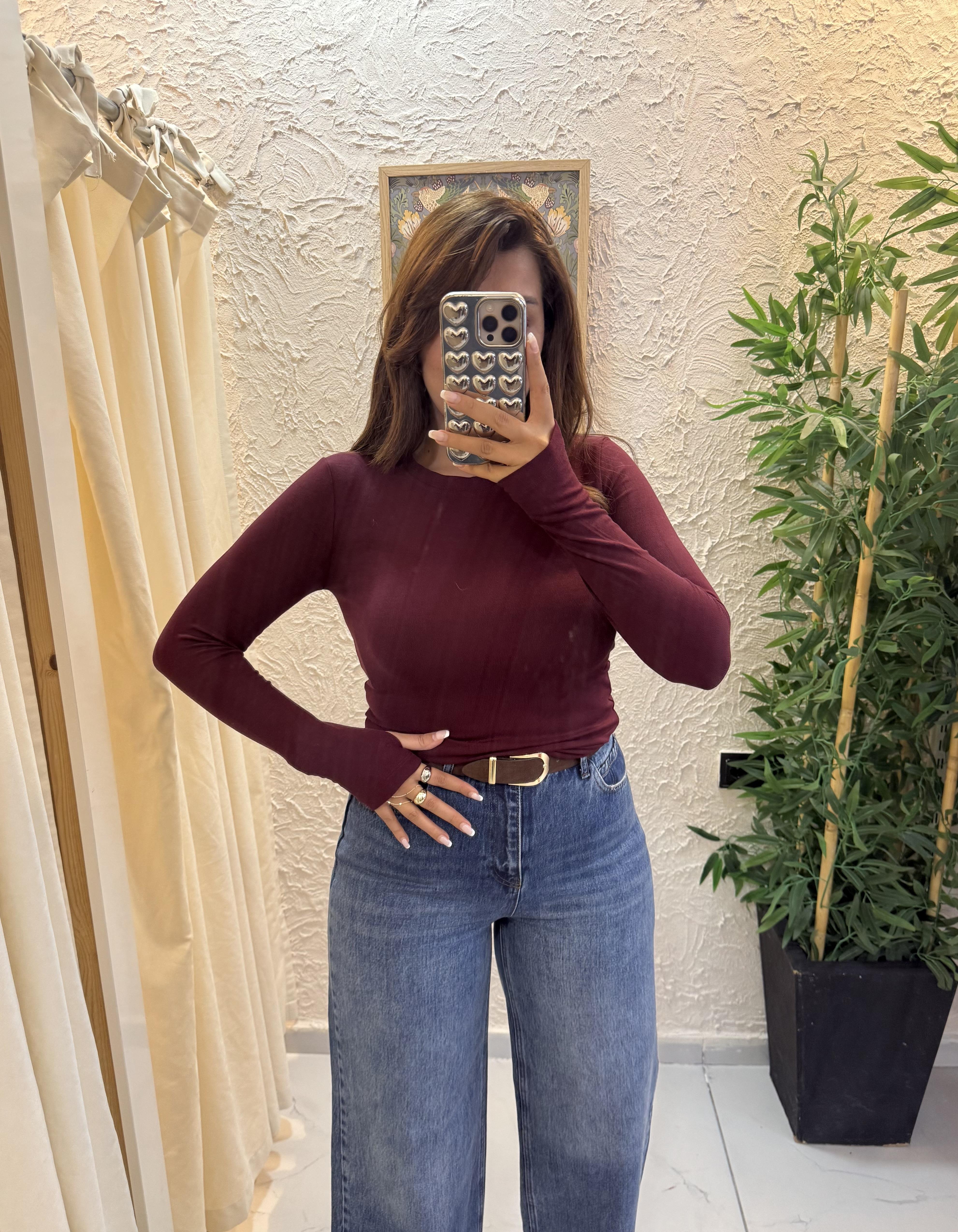 Oysho Parmak Geçirmeli Body Bordo