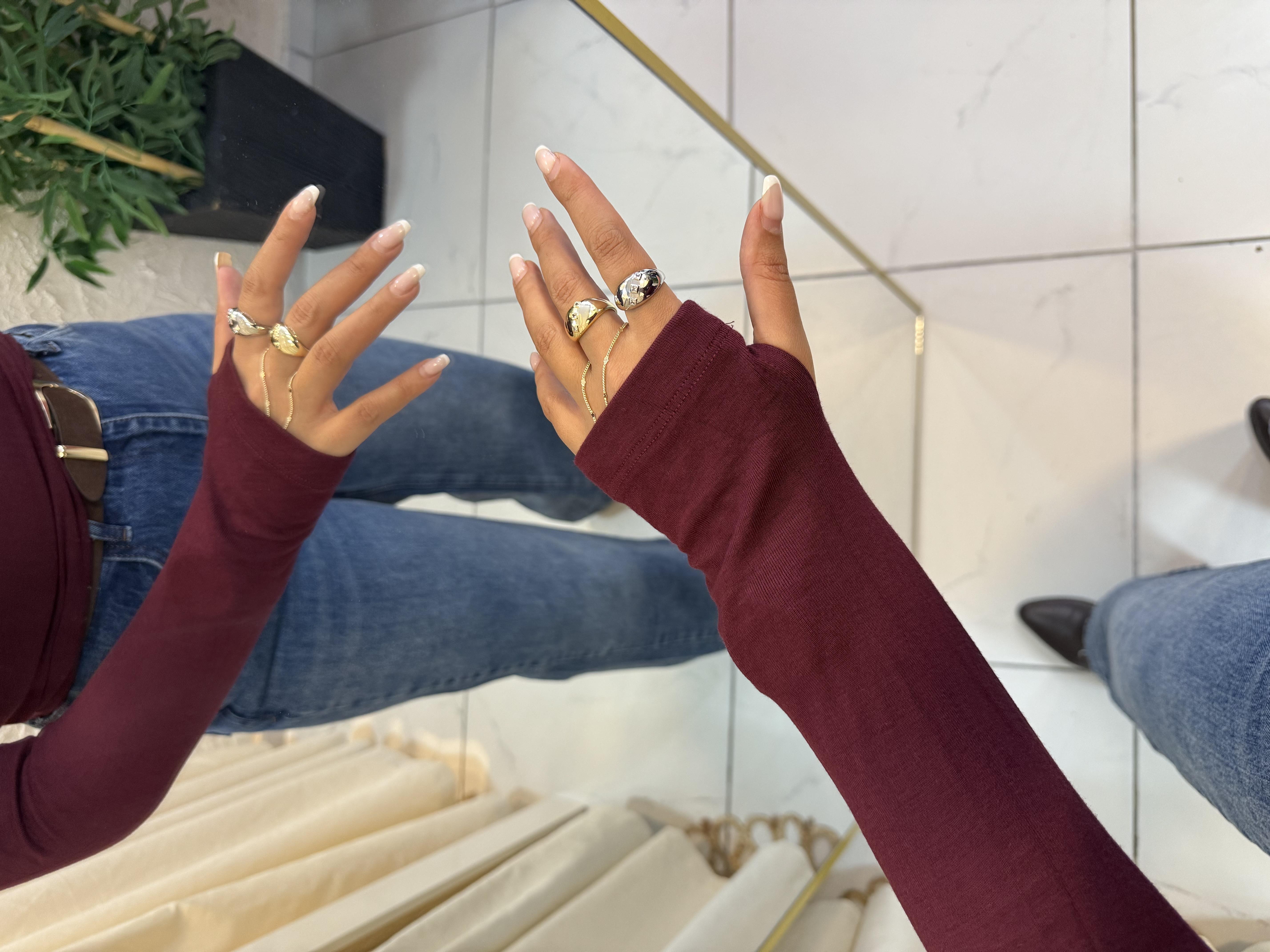 Oysho Parmak Geçirmeli Body Bordo