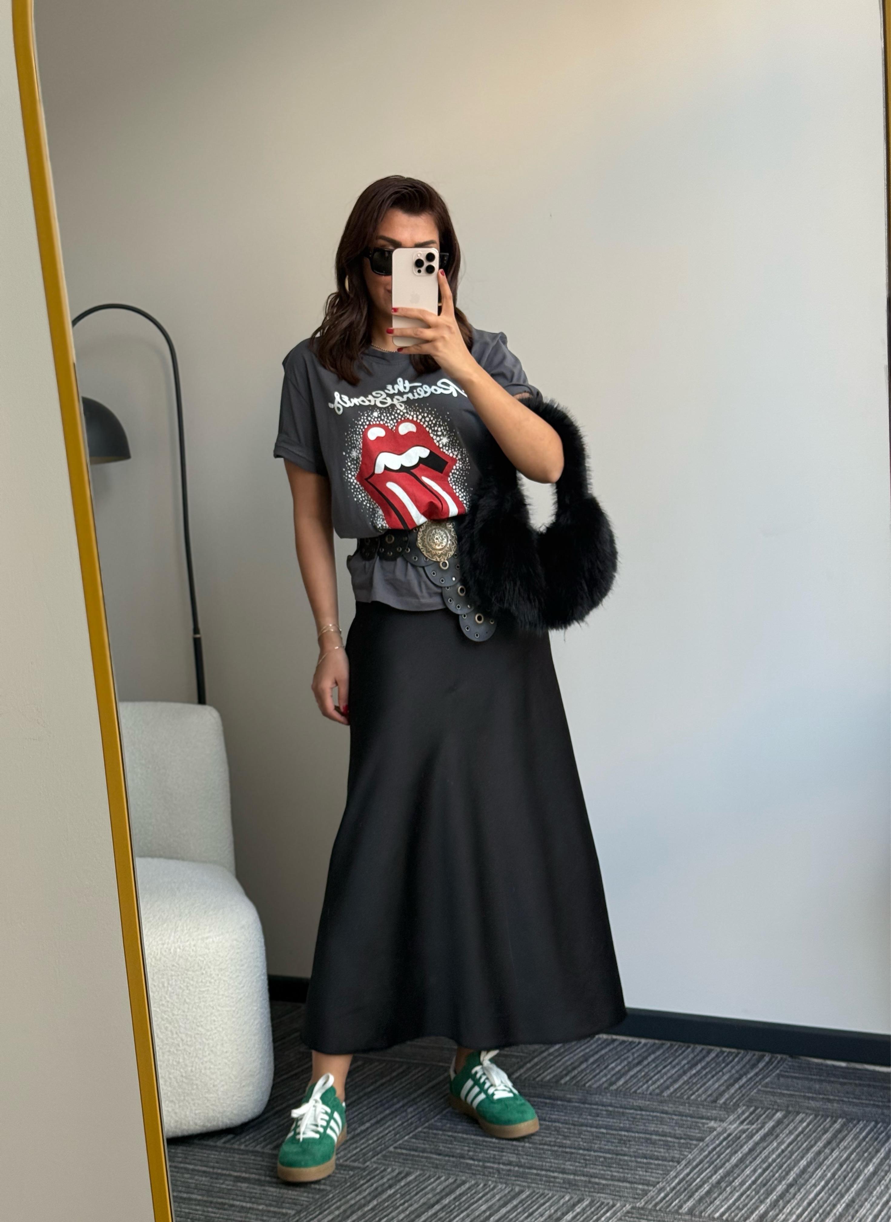 Saten Maxi Etek  Siyah