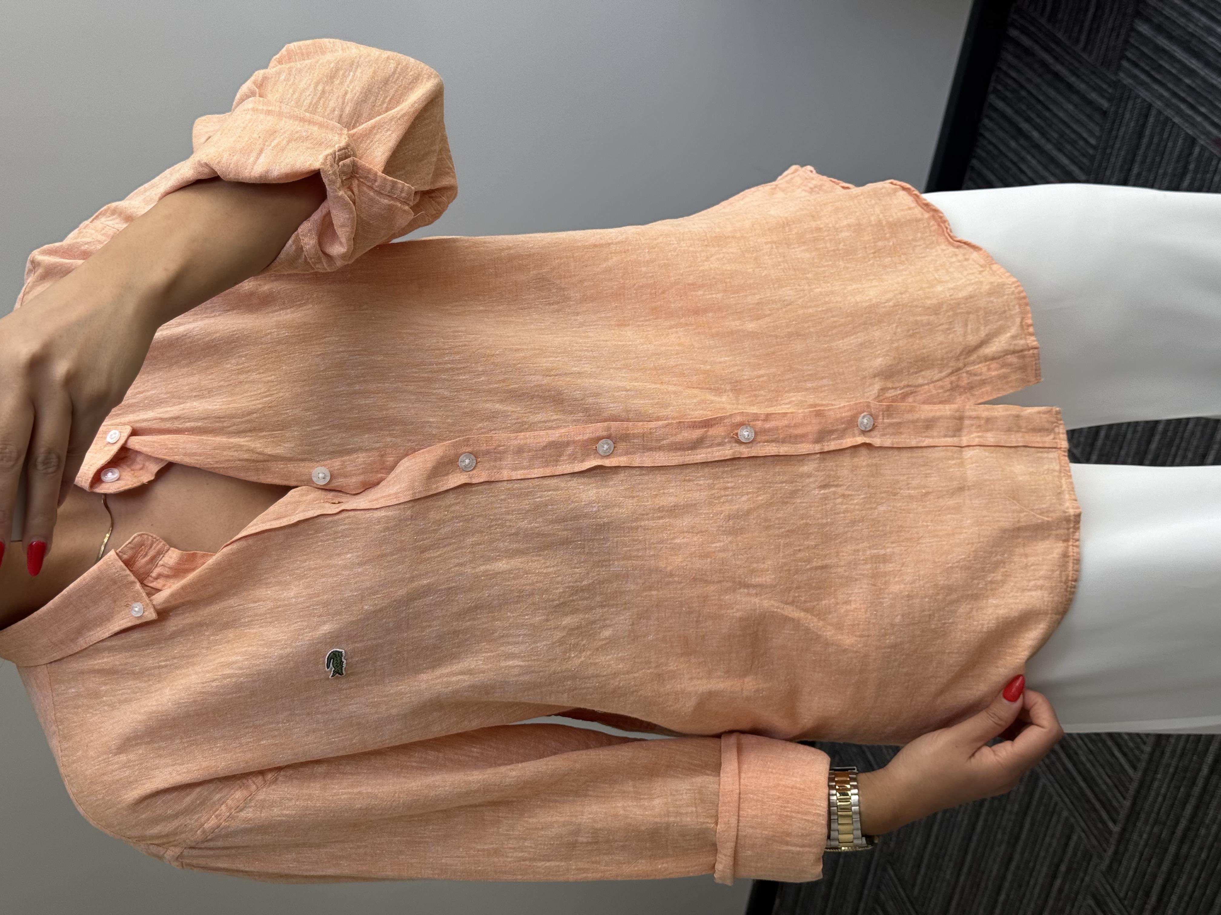 Unisex Keten Gömlek  Turuncu