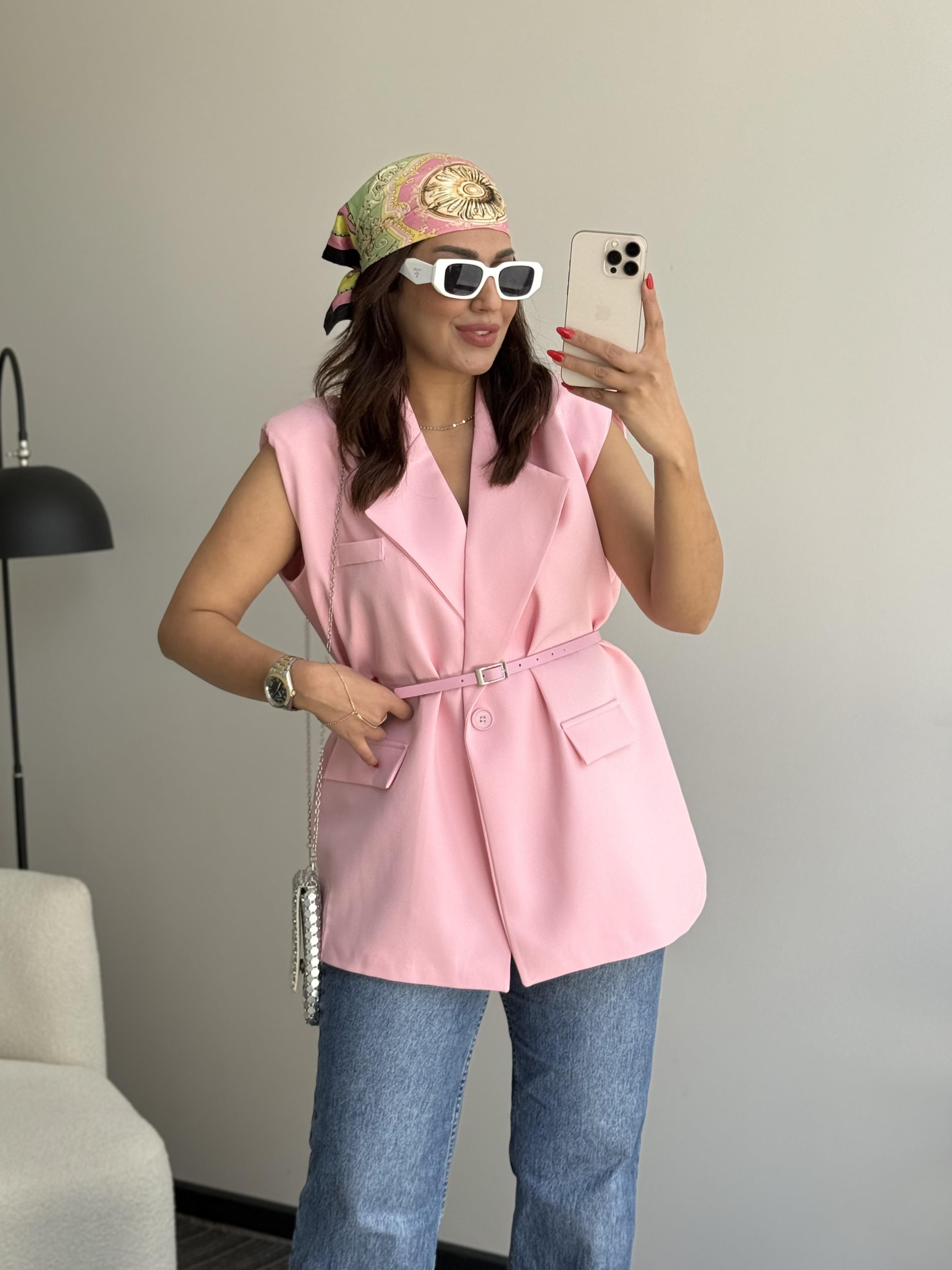 Vatkalı Yelek Pembe