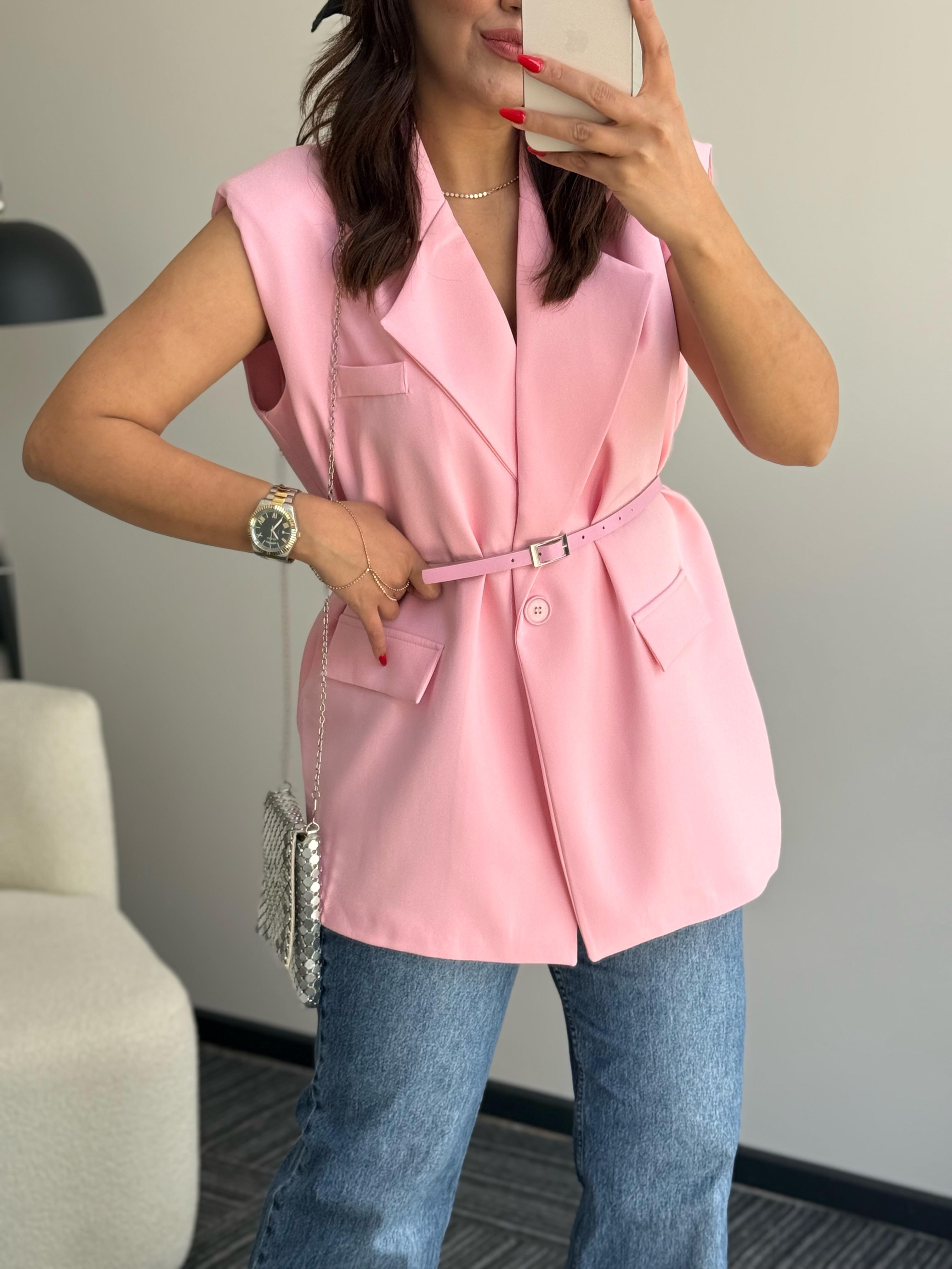 Vatkalı Yelek Pembe