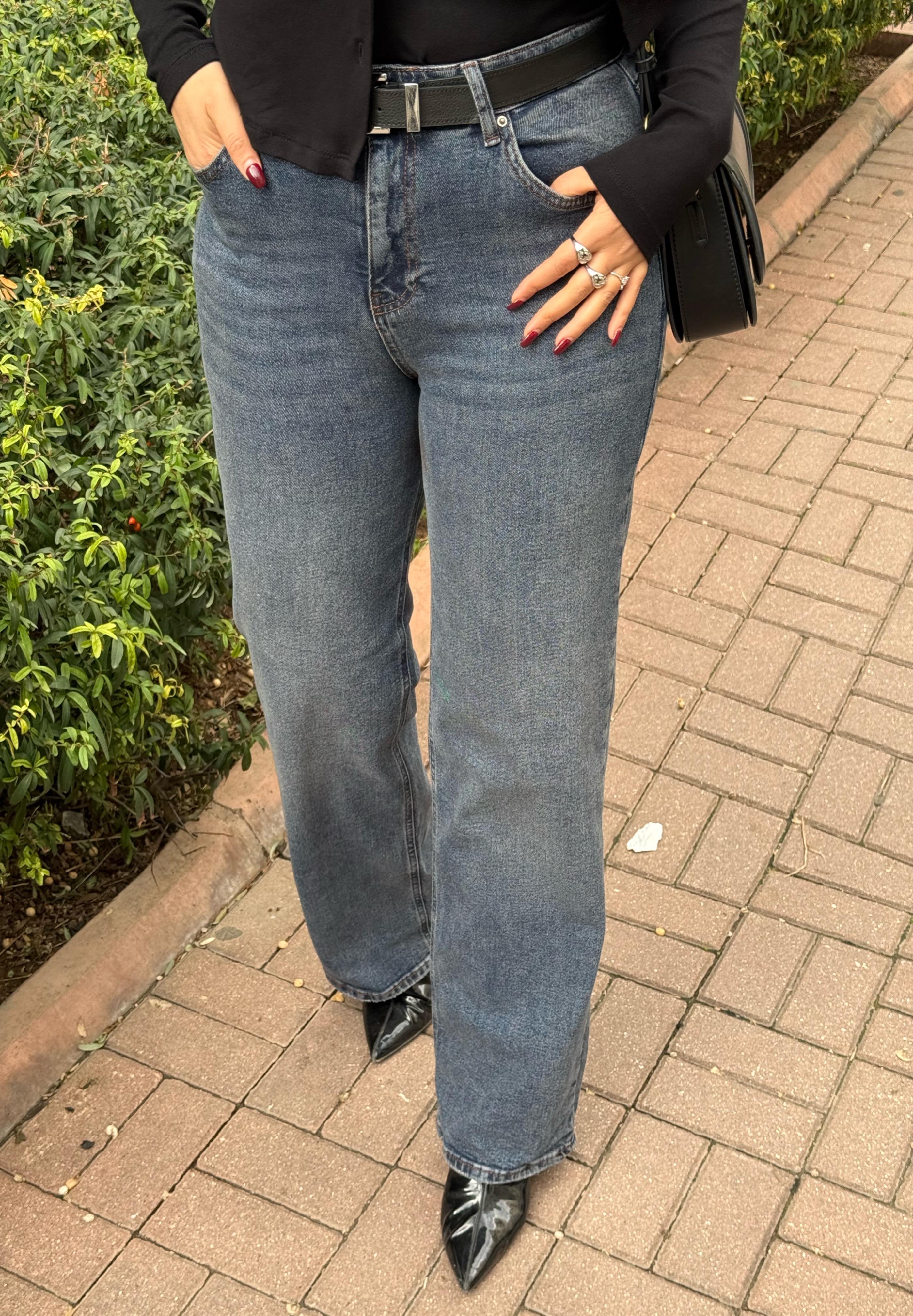 Wıde Leg Kemerli Jean 