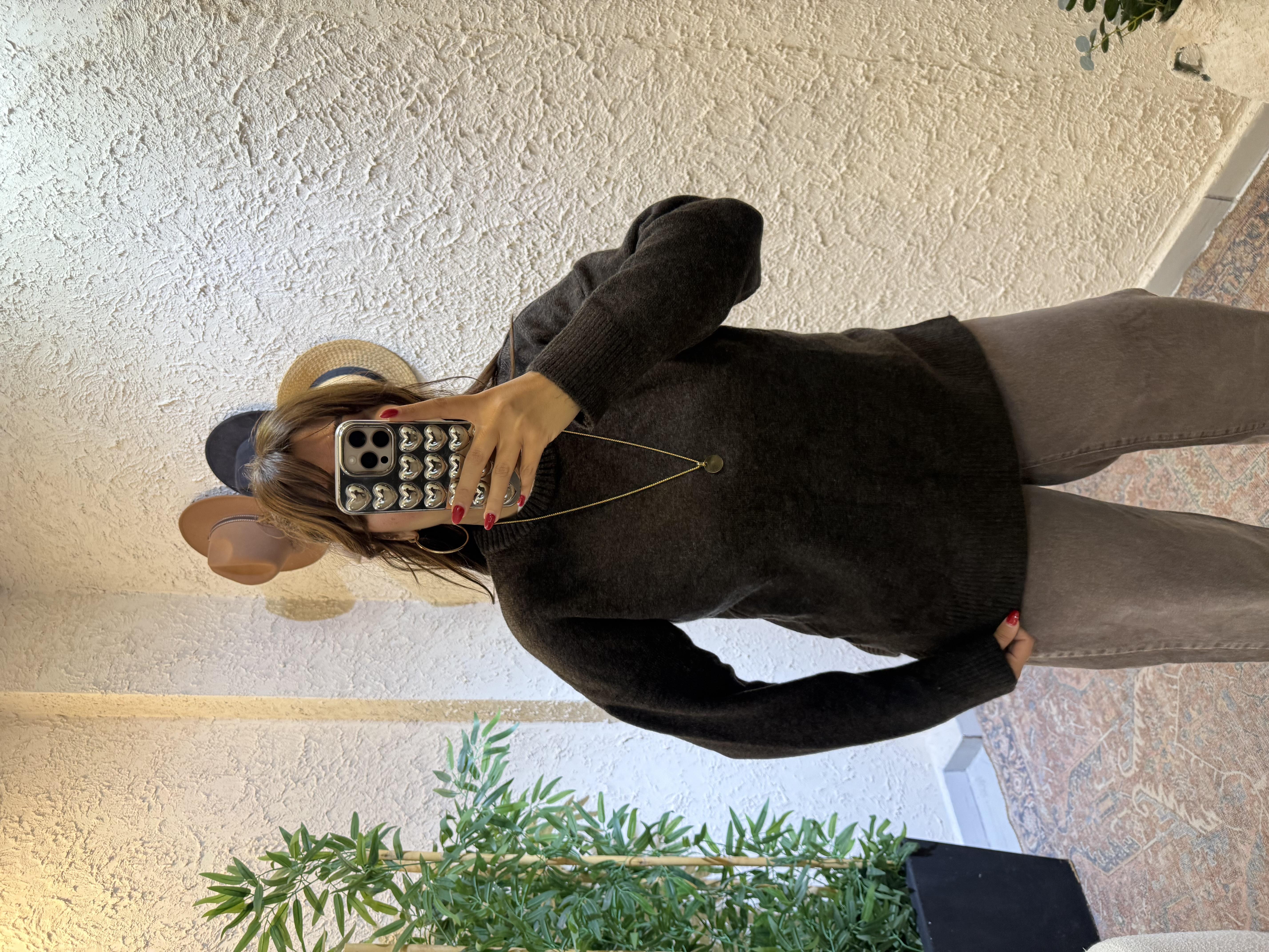 Yarım Balıkçı Oversize Kazak Kahverengi