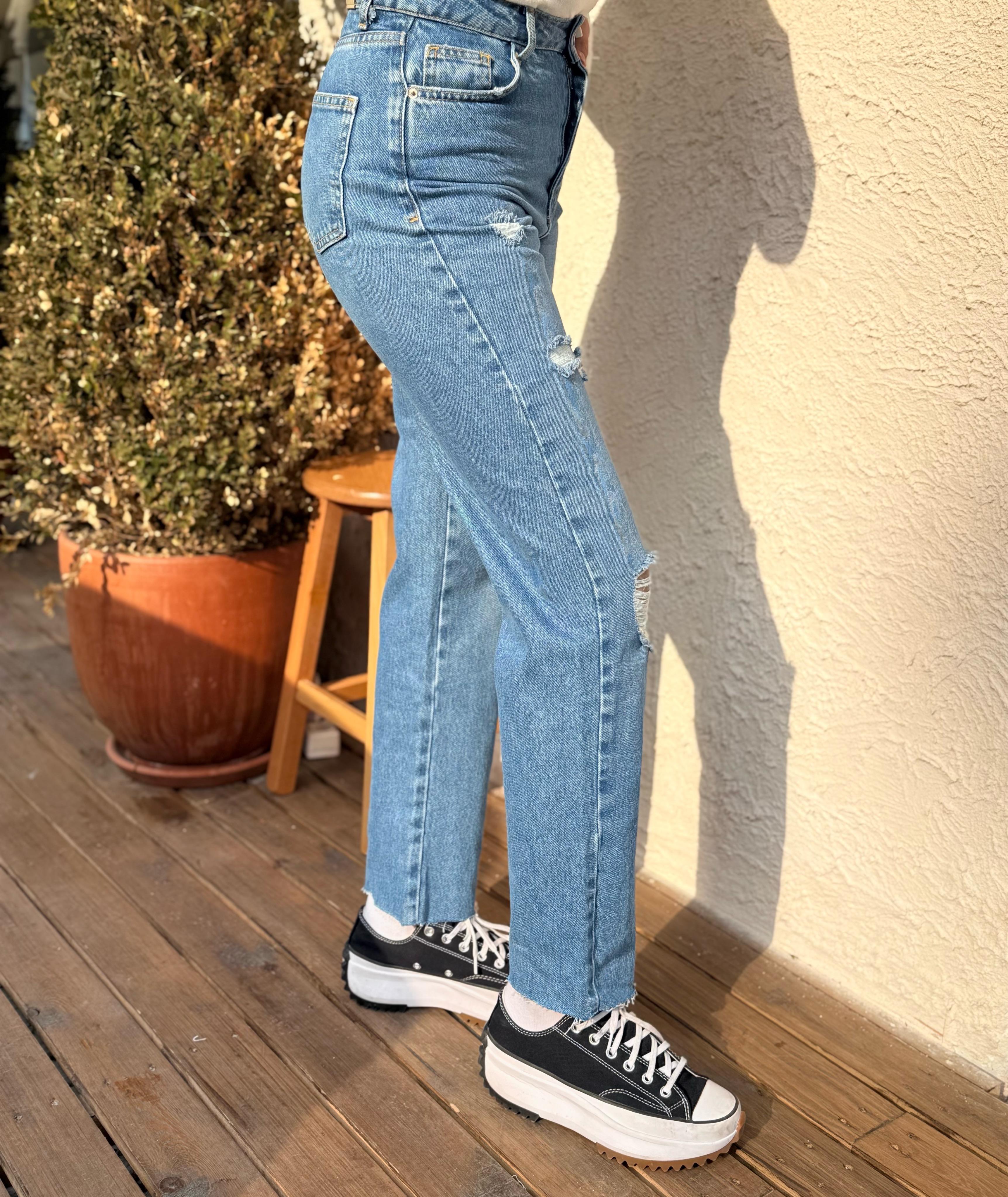 Yırtık Jean Mavi