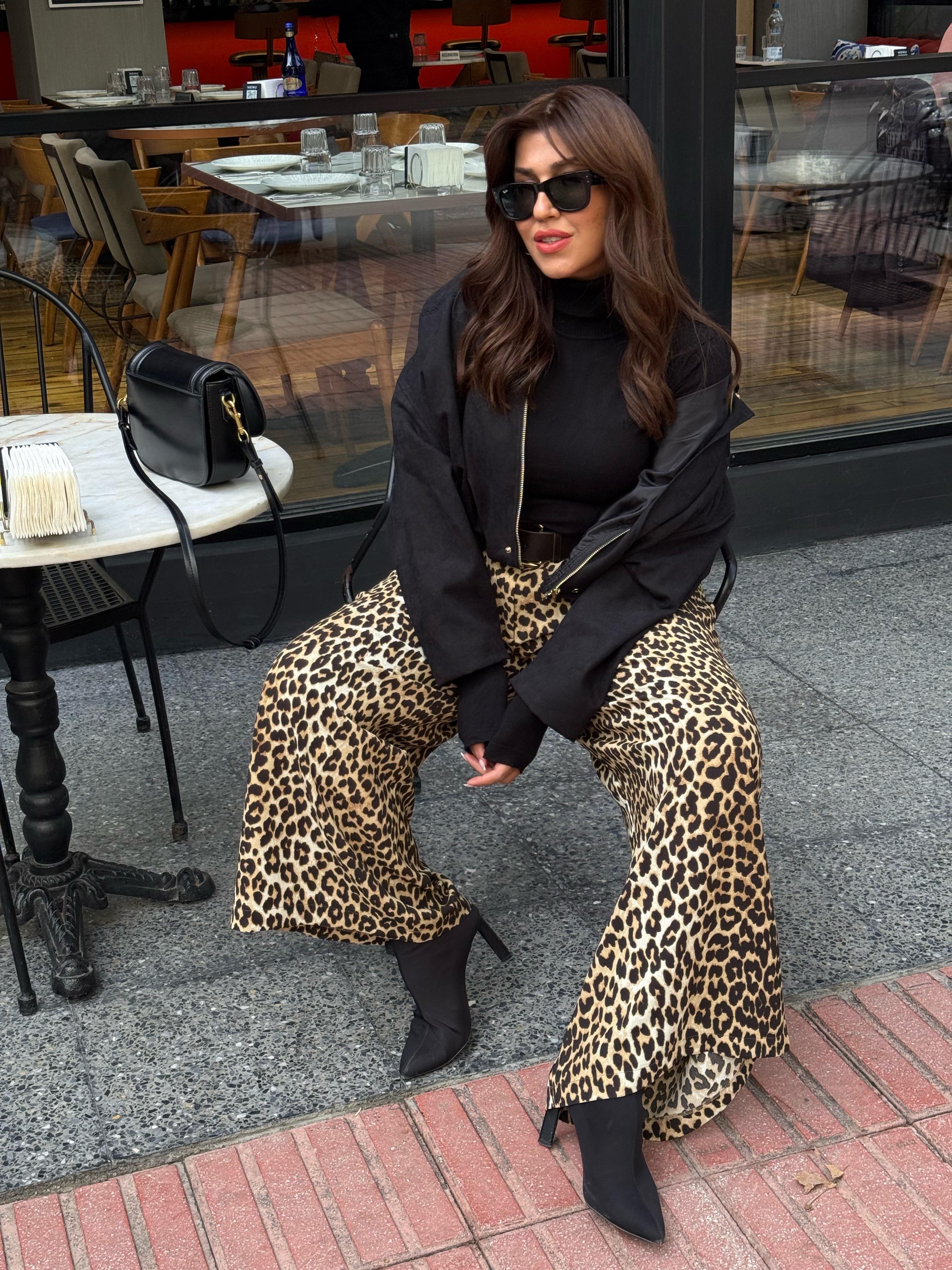 Zr kemerli pantolon leopar