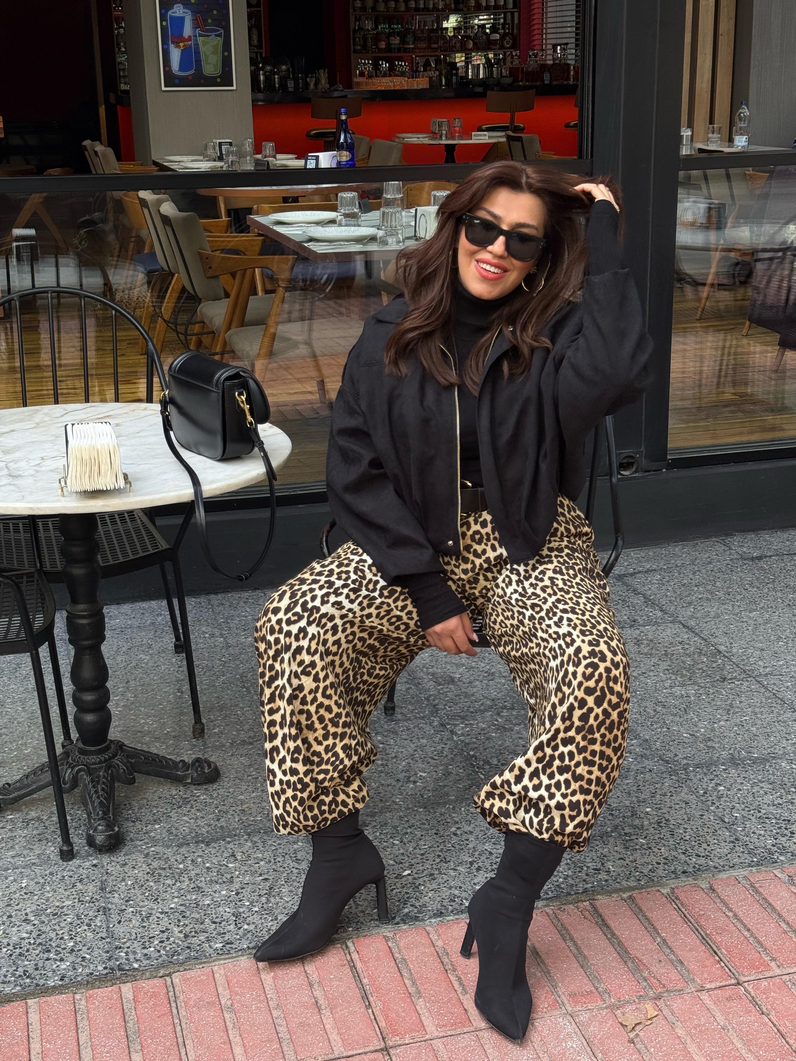 Zr kemerli pantolon leopar