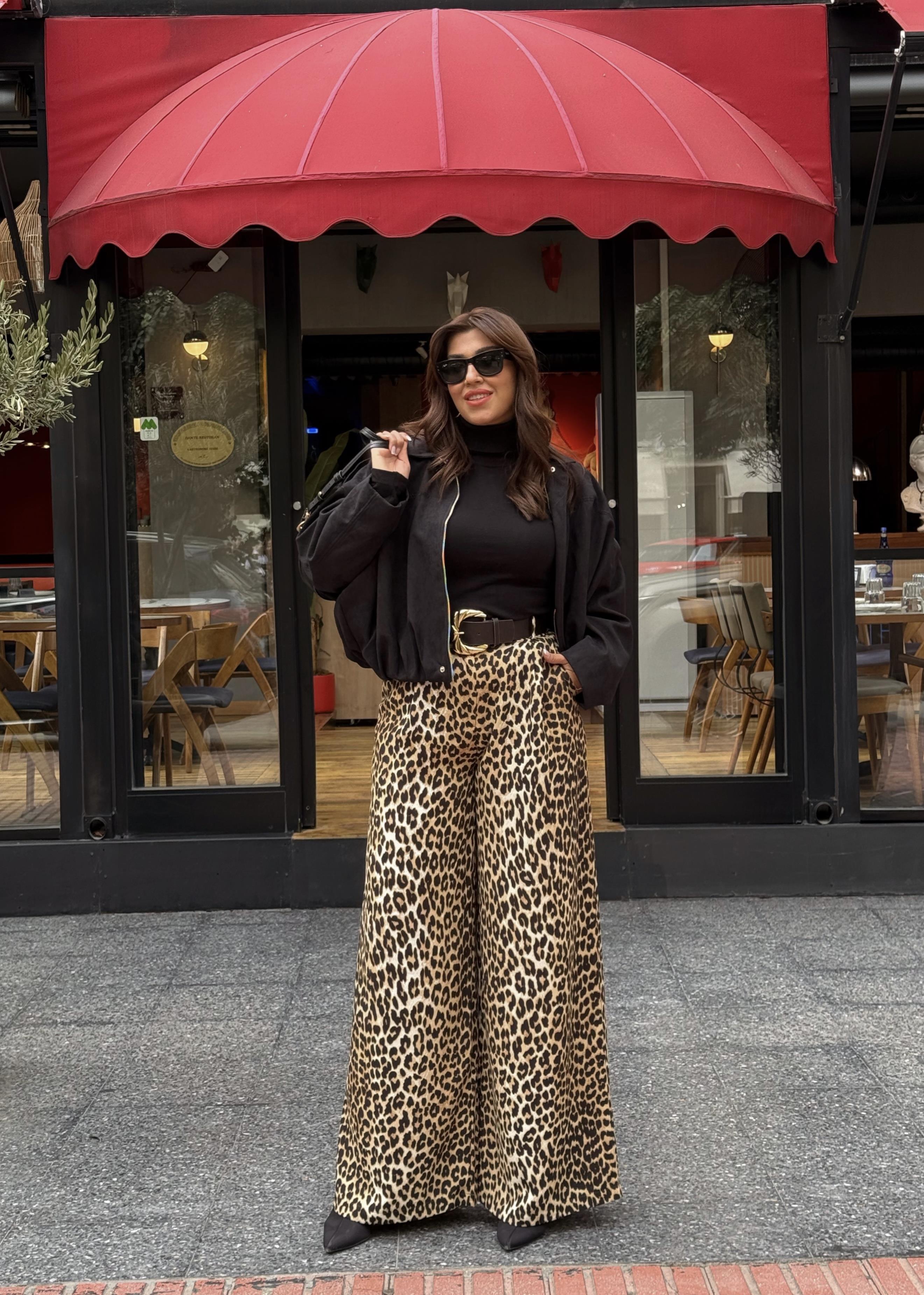 Zr kemerli pantolon leopar