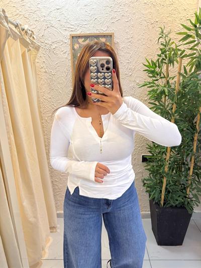 Asimetrik Bluz Beyaz
