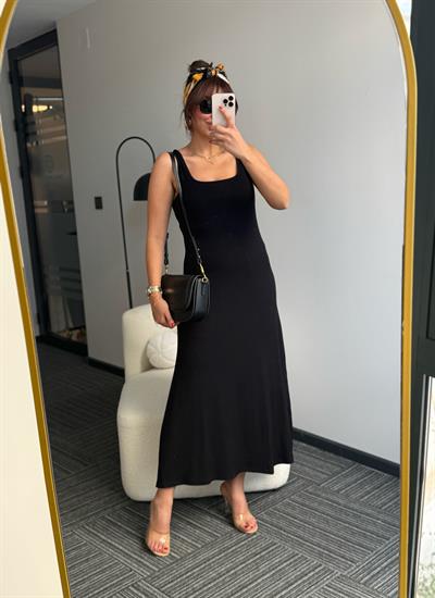 Askılı Basıc Elbise Siyah