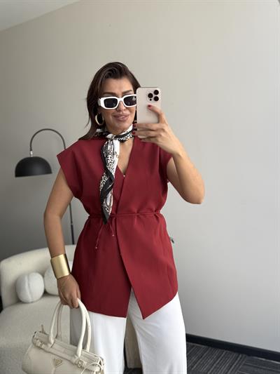 Bağlamalı Yelek  Bordo