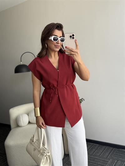 Bağlamalı Yelek  Bordo