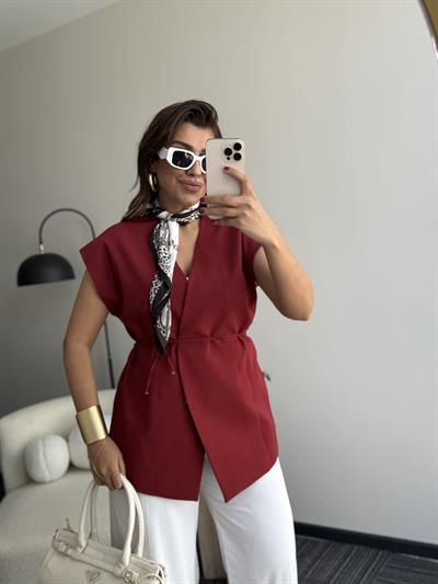 Bağlamalı Yelek  Bordo