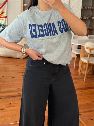 Baskılı T-shirt Gri