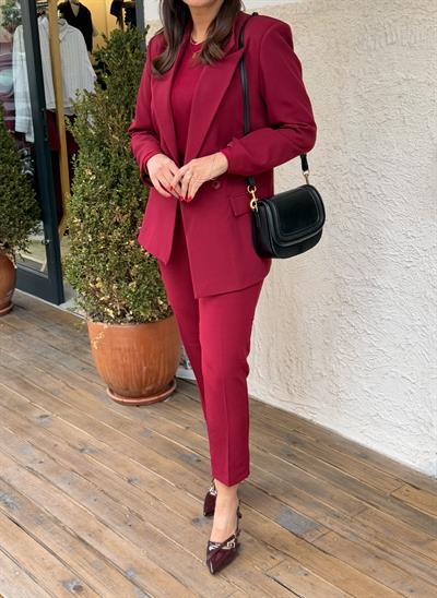 Blazer Ceket Bordo