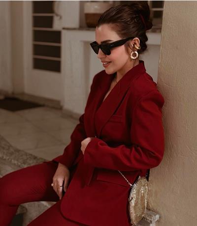 Blazer Ceket Takım Bordo