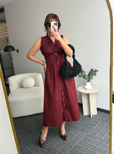 Çıt Çıtlı Elbise Bordo
