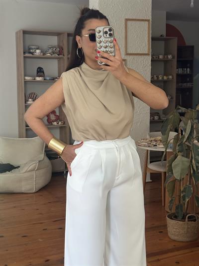 Degaje Yaka Bluz Camel