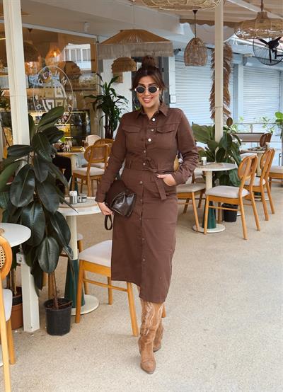 Denim Elbise kahverengi 