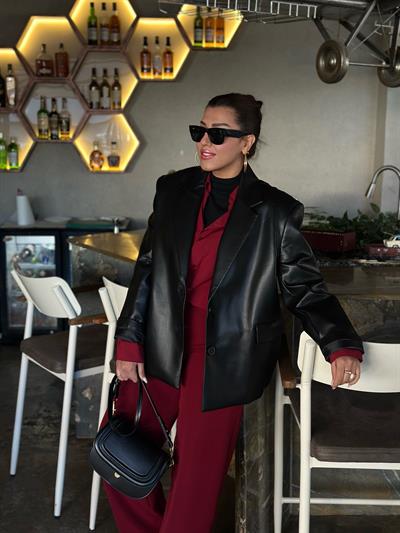 Deri Blazer Ceket Siyah