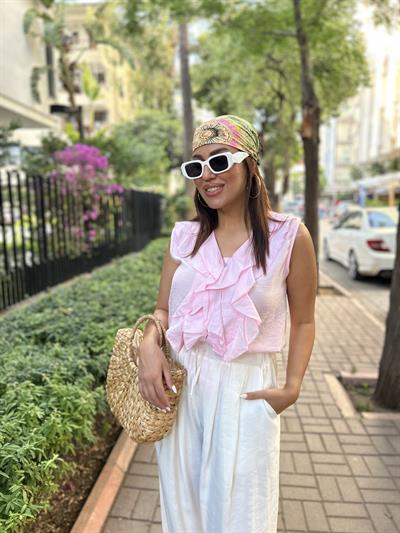 Fırfırlı Bluz  Pembe