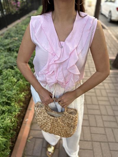 Fırfırlı Bluz  Pembe