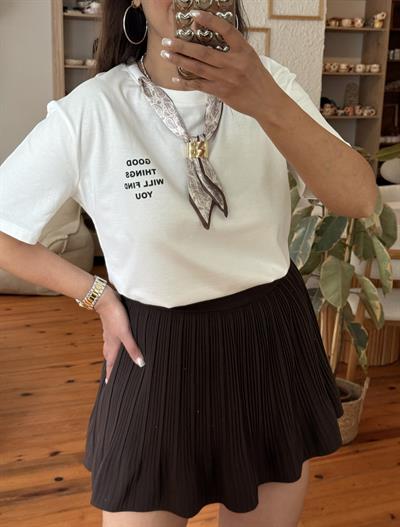 Fular Detaylı T-shirt Krem