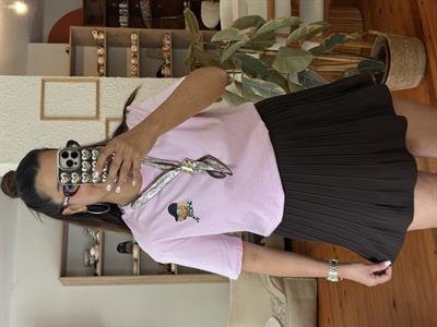 Fular Detaylı T-shirt Pembe 