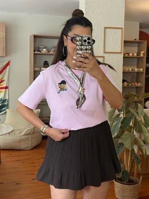 Fular Detaylı T-shirt Pembe 