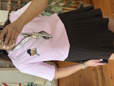 Fular Detaylı T-shirt Pembe 