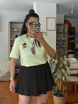 Fular Detaylı T-shirt Sarı
