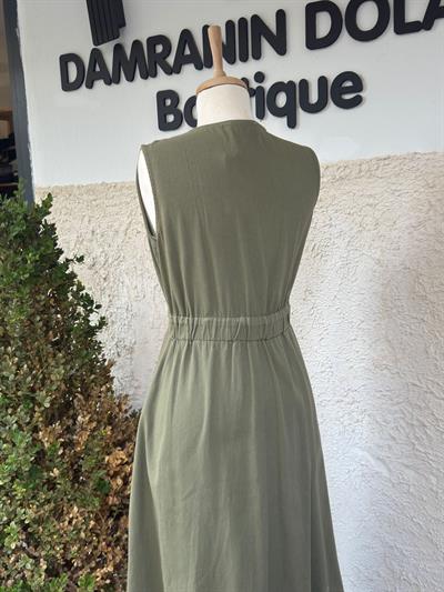 Gabardin Elbise Haki