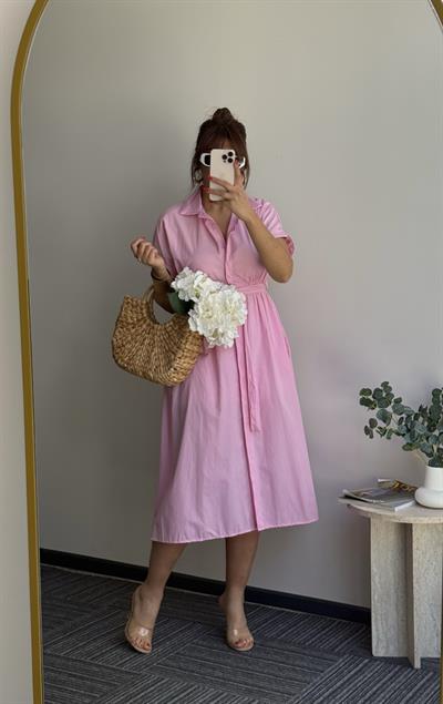 Gömlek Elbise Pembe