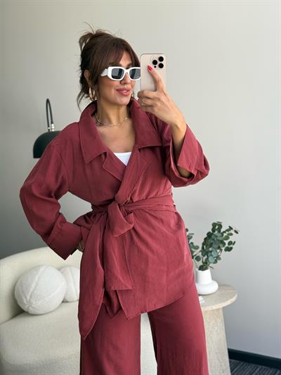 Kruvaze Bordo Tensel Takım Bordo