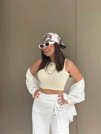 Halter Atlet Crop Sarı