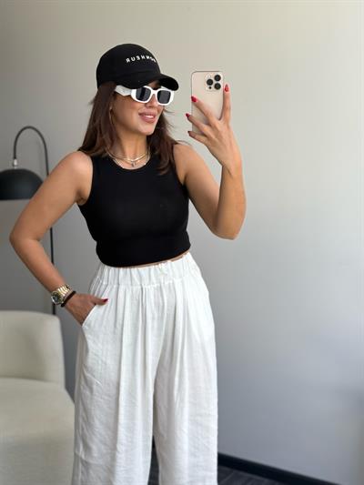 Halter Atlet Crop Siyah