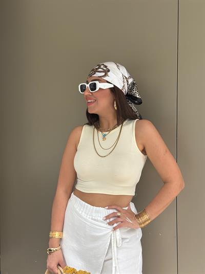 Halter Atlet Crop Sarı
