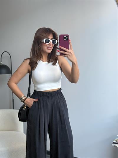 Halter Atlet Crop Beyaz