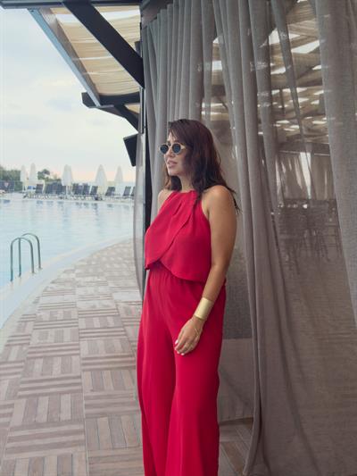 Halter Pantolon Takım Kırmızı
