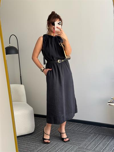 Halter Tensel Elbise Siyah