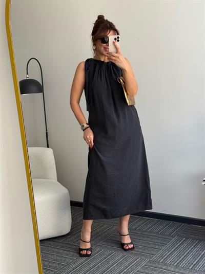 Halter Tensel Elbise Siyah