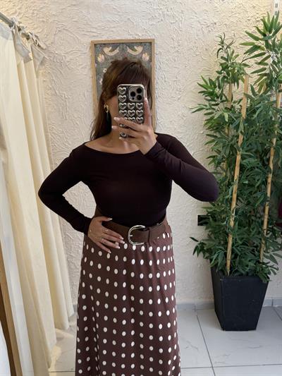 Kayık Yaka Body Acı Kahve