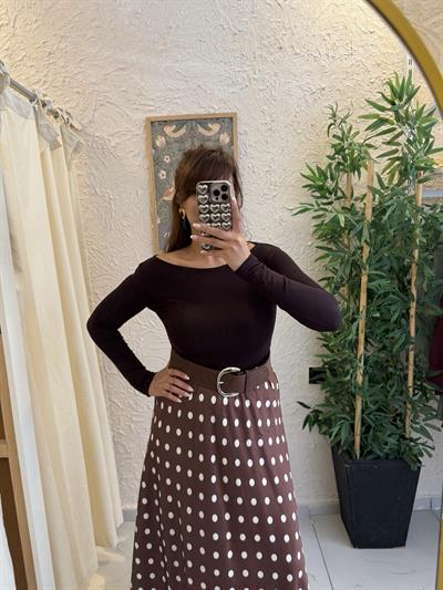 Kayık Yaka Body Acı Kahve