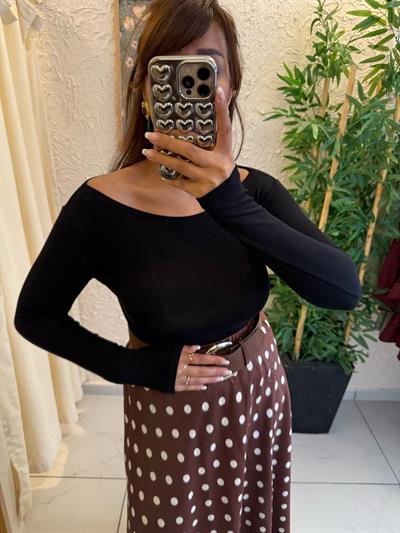 Kayık Yaka Body Siyah