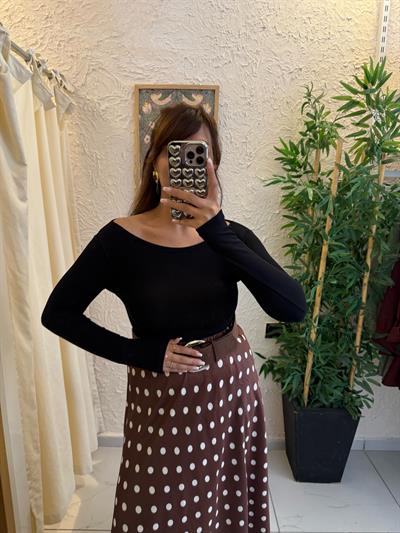 Kayık Yaka Body Siyah