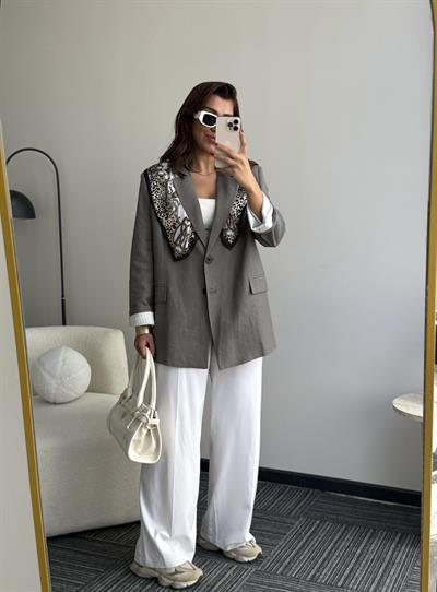 Keten Blazer Ceket(Premıum) Mint Yeşili