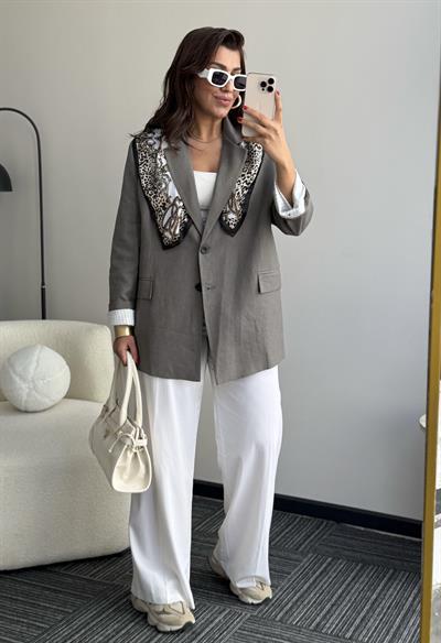 Keten Blazer Ceket(Premıum) Mint Yeşili
