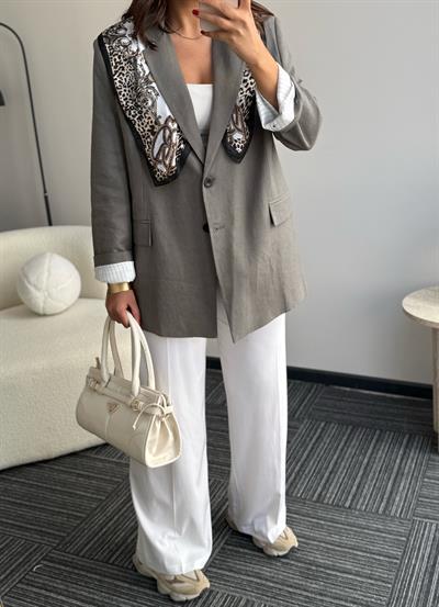 Keten Blazer Ceket(Premıum) Mint Yeşili