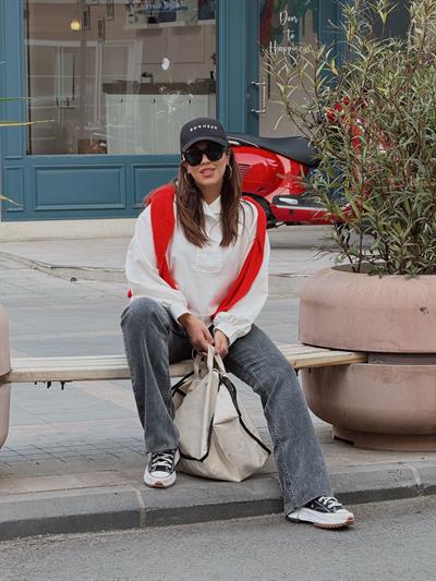 Modal Sweatshırt Beyaz