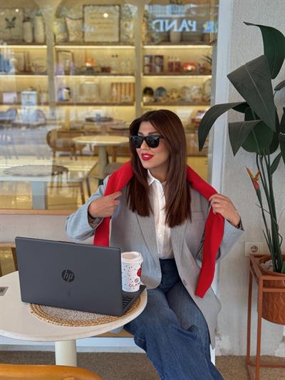 Oversize Çizgili Blazer Ceket Gri